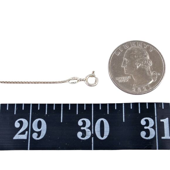 Box Chain Necklace | Italian Vintage Sterling Silver 925 | 30" - Picture 2 of 3